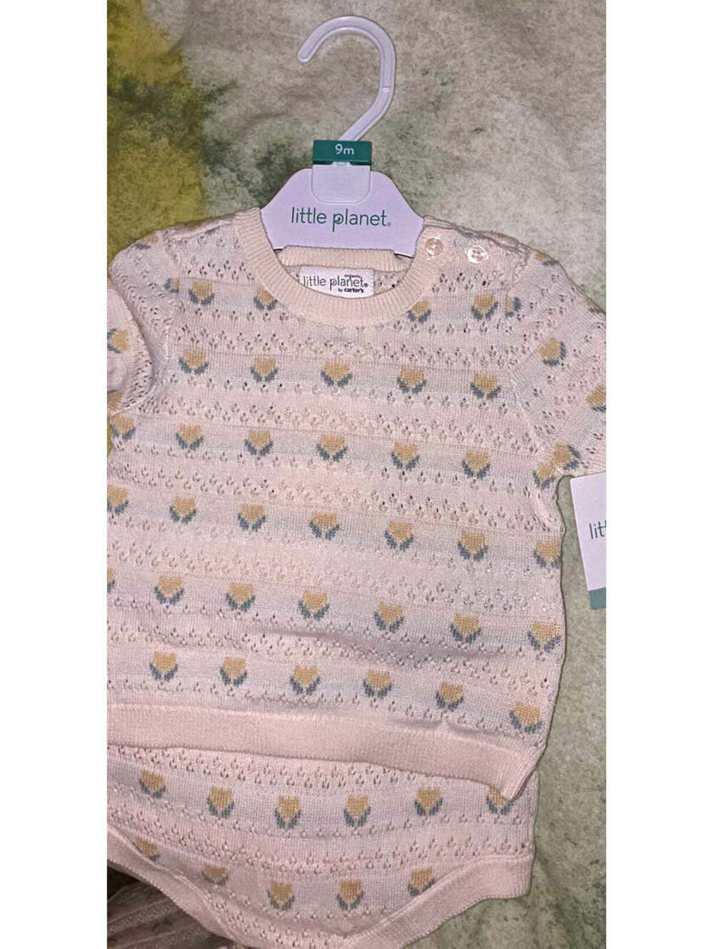 Stylish Little Planet by Carter's 9M ORGANIC 100% Cotton Knit Floral - 2 Piece